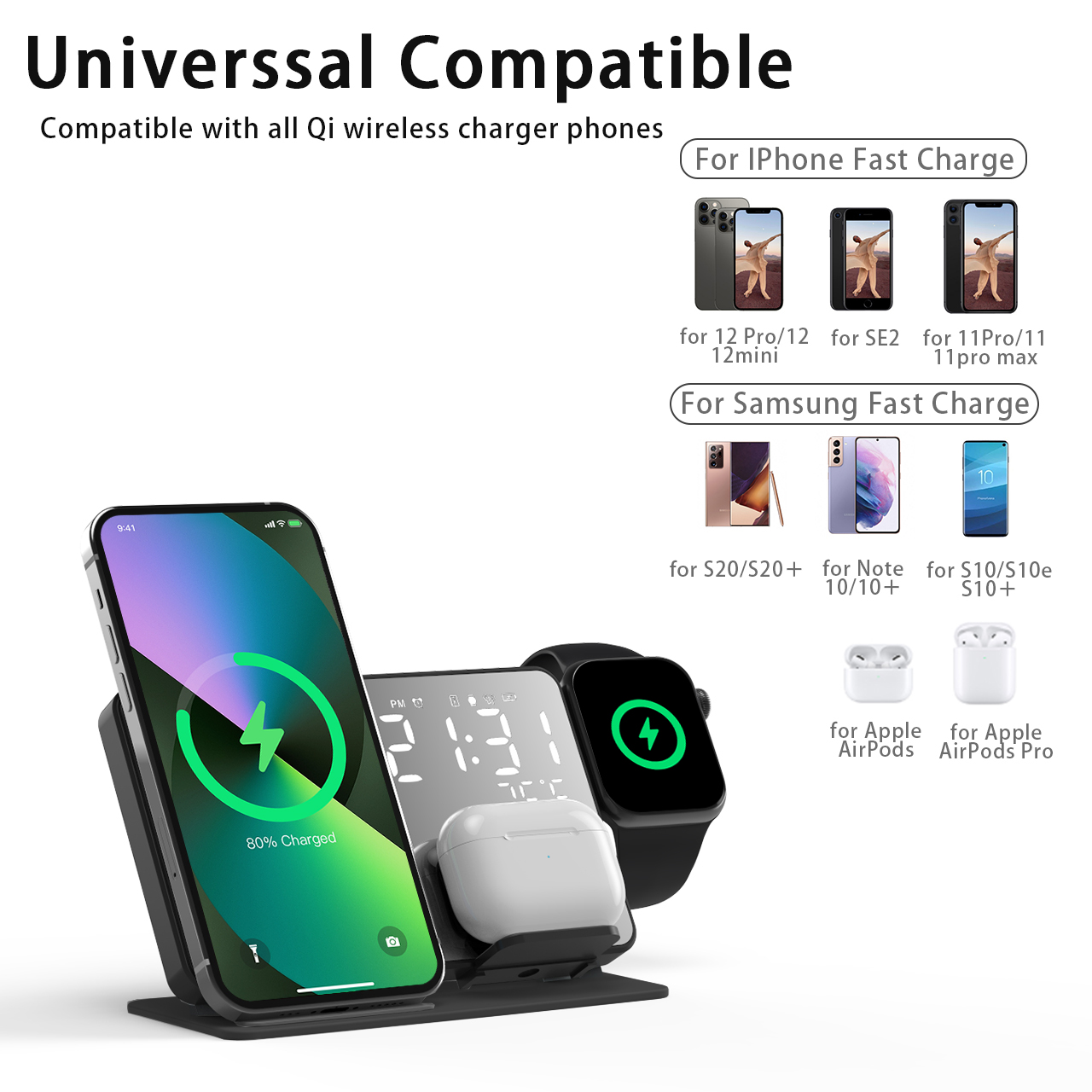 Bezprzewodowa ładowarka 3 W 1  – Smartwatch Watches Digital recenzja i cena